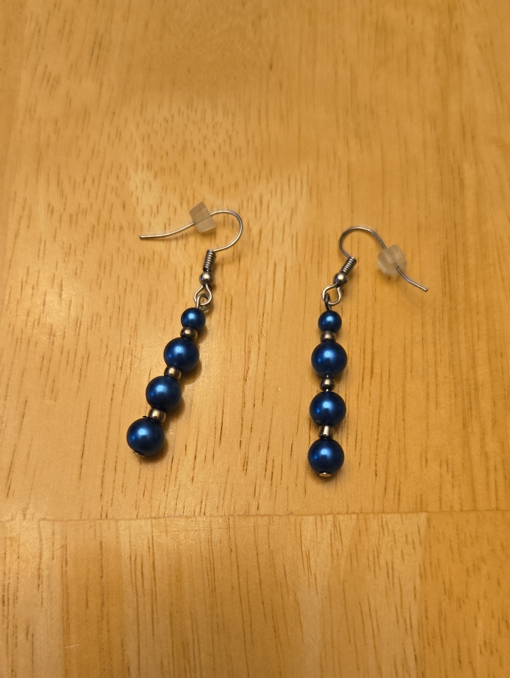 Elegant Blue Pearl Drop Earrings - Women Jewelry